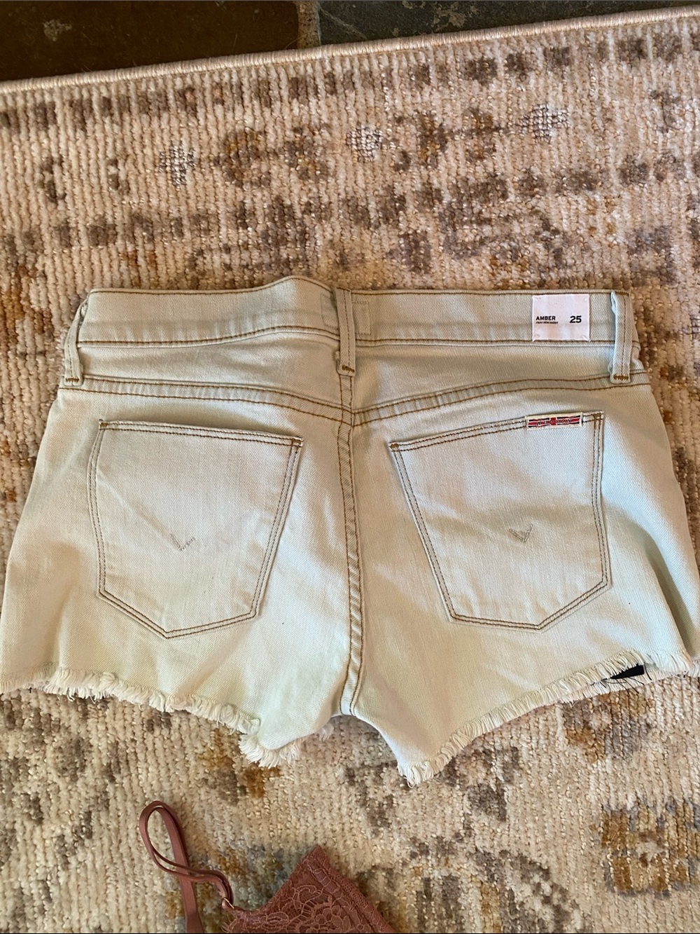 Hudson Jeans Light Cream Denim Cutoff Shorts